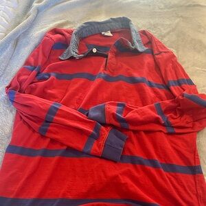 Urban Outfitters Red and Blue Striped Polo Shirt
